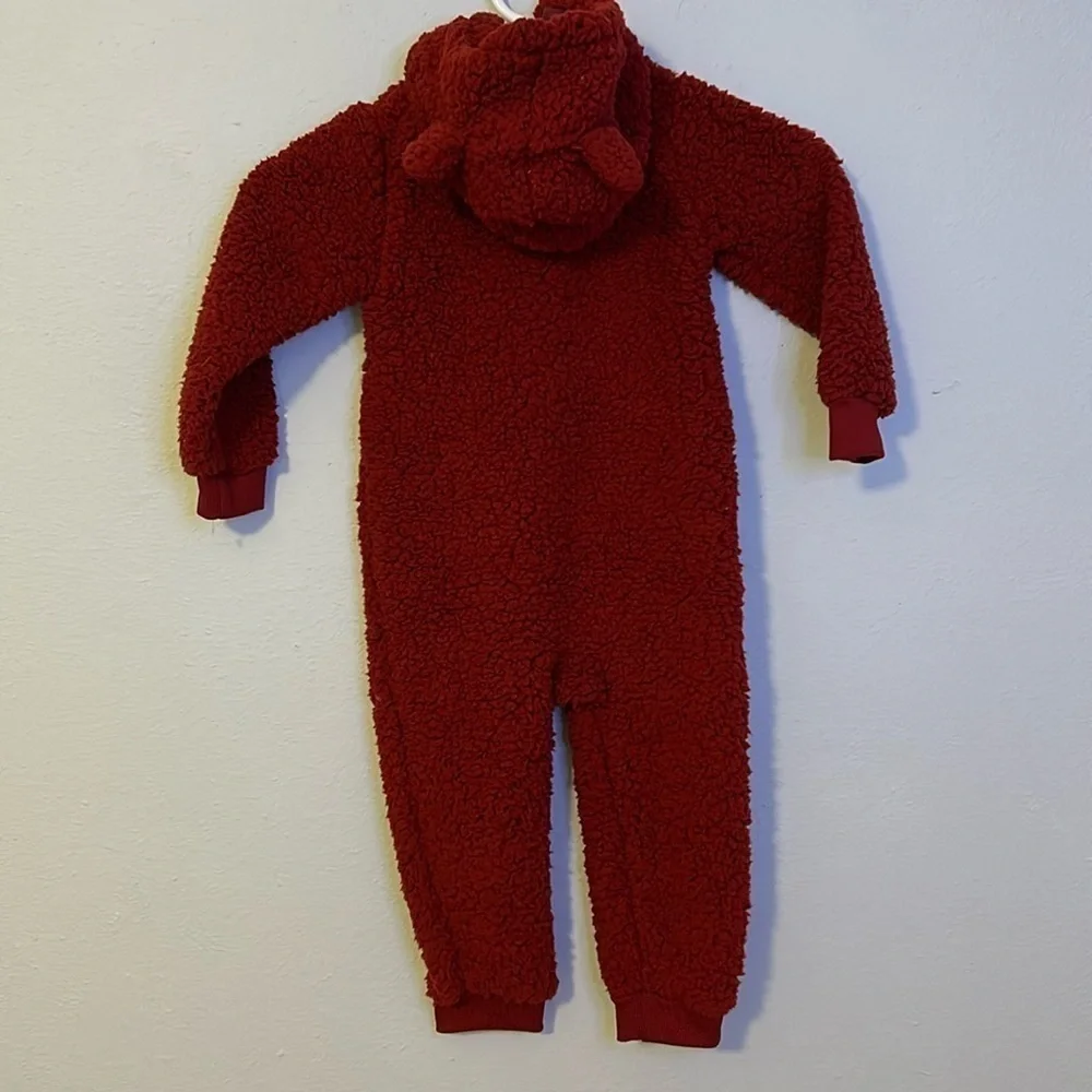 NWT 7 for All Madkind High Pile Fleece Pam in deep red, toddler size 24 months.